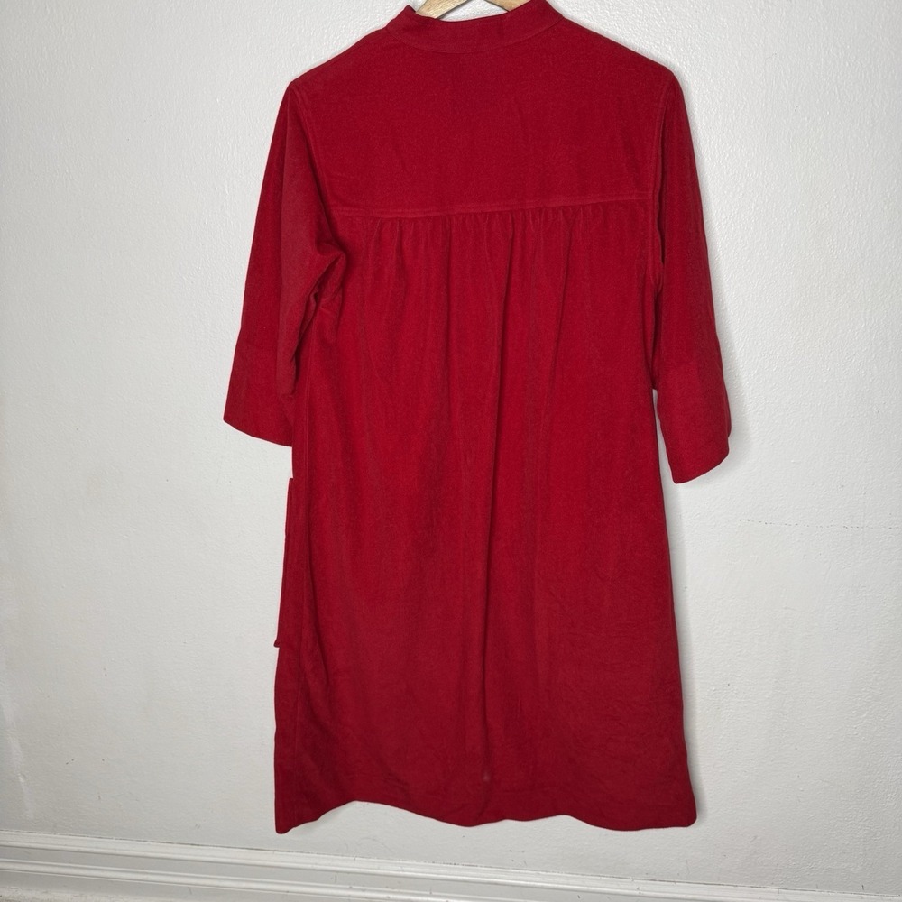 Vintage‎ Models Coat Red Flower Patch Pockets House Coat Zip Front Women's 14 - Picture 6 of 12